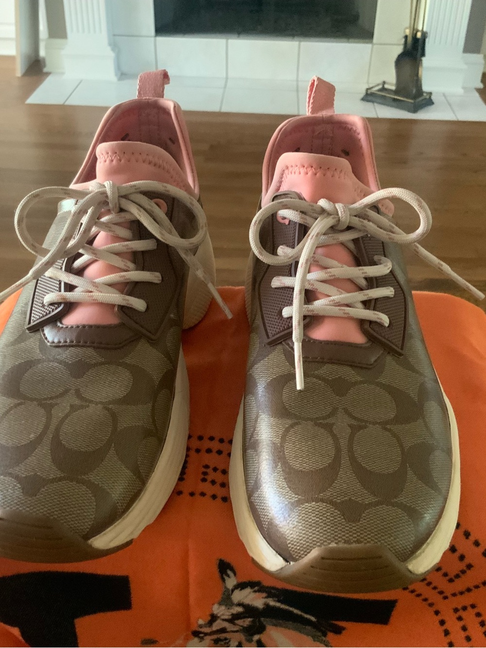 Coach Pink & Brown Signature Logo Runner Sneakers